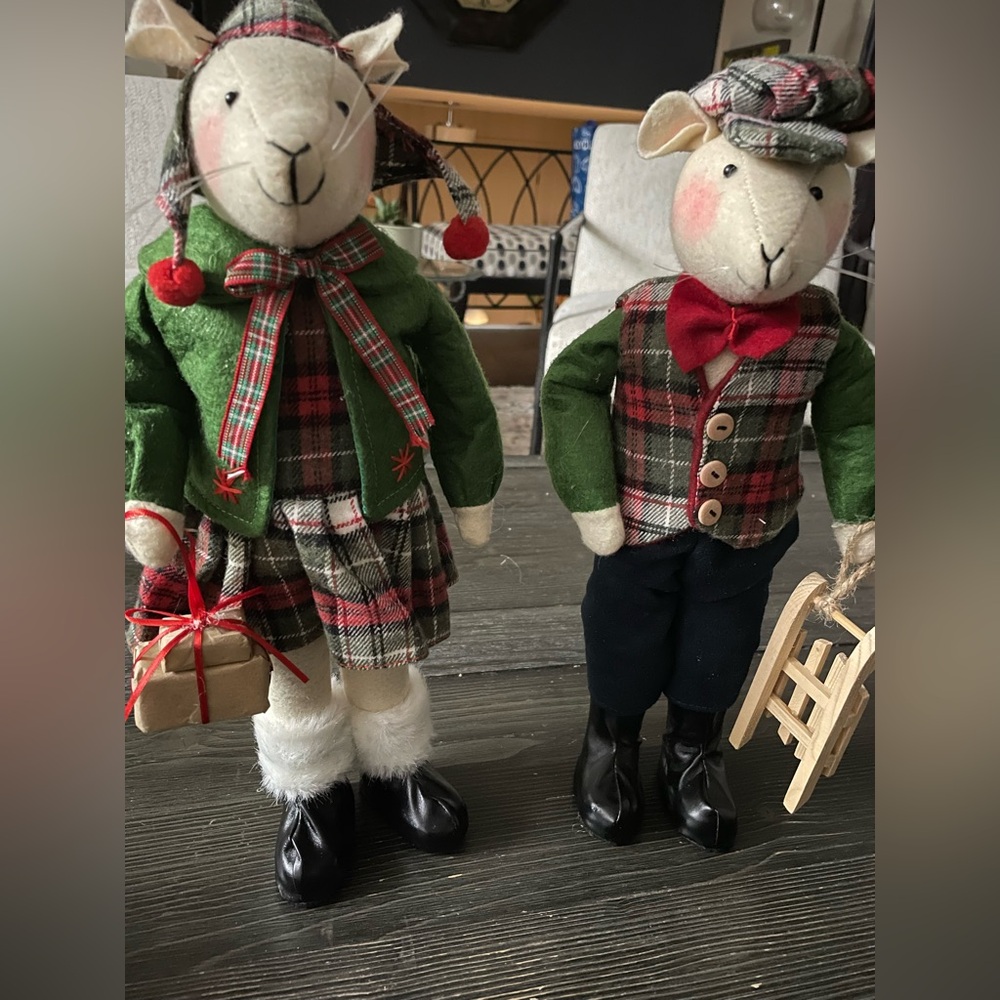 Festive Plaid Holiday Figurines